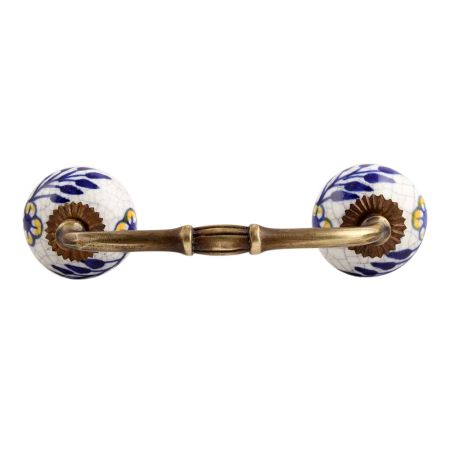 Blue Leaf Crackle Ceramic Bridge Handle